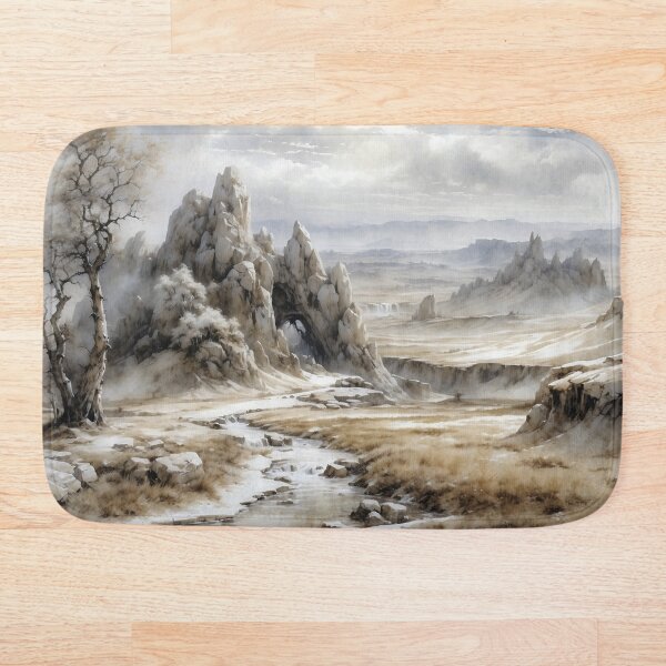 Item preview, Vintage Tranquility: Watercolor Landscape with Melted Snow designed and sold by Sergey Sedunov.
