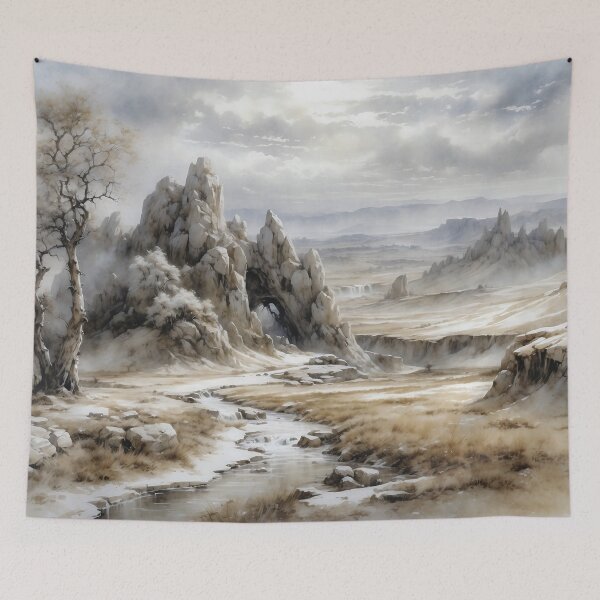 Item preview, Vintage Tranquility: Watercolor Landscape with Melted Snow designed and sold by Sergey Sedunov.