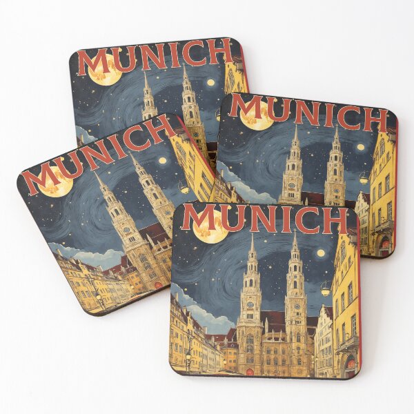 Item preview, Munich Starry Night Vintage Travel Poster designed and sold by TravelersGems.