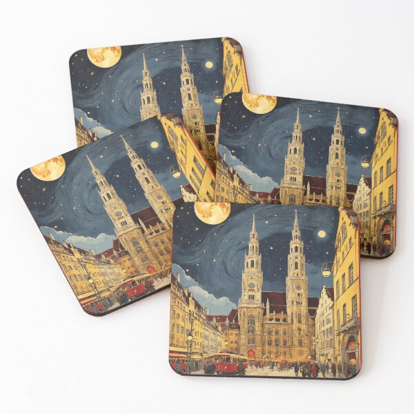 Item preview, Munich Starry Night Vintage Travel Poster Art designed and sold by TravelersGems.
