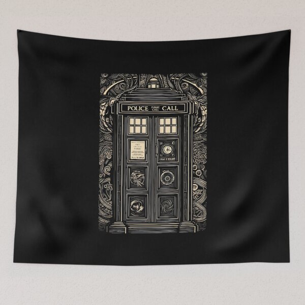 Item preview, Art Nouveau Blue Police Phone Box designed and sold by NianderQuinn.