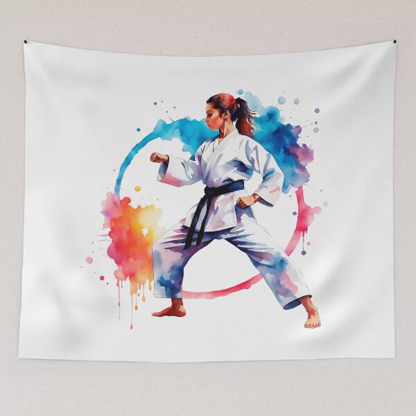 Item preview, Colorful Watercolor Fighter Girl In Kimono designed and sold by anyasevchenko.