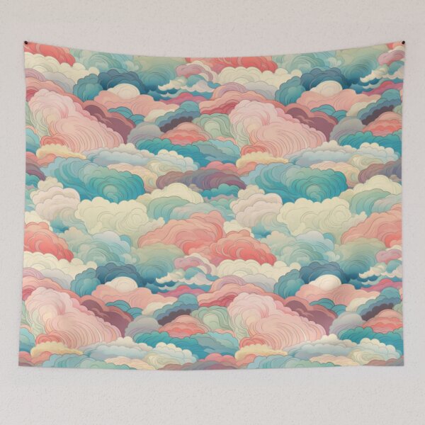 Item preview, Japanese style pastel clouds seamless pattern designed and sold by Onigokko.