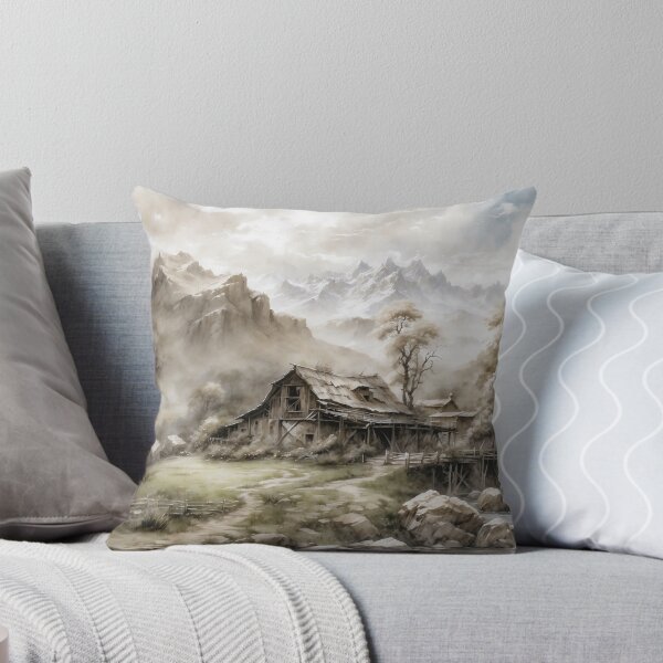 Item preview, Antique Mountain Serenity: Watercolor Landscape with River and Village designed and sold by Sergey Sedunov.