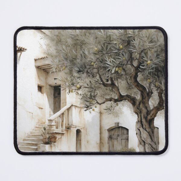 Item preview, Vintage Elegance: Watercolor Olive Tree in the Courtyard of Greece designed and sold by Sergey Sedunov.