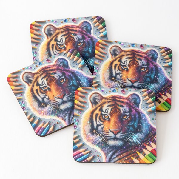 Item preview, Shimmering Majesty: Tiger in Diamond Dust designed and sold by AI-Only Creations.