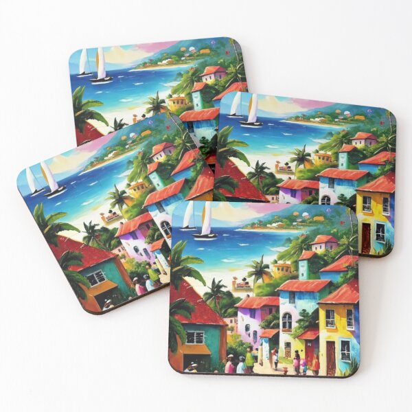 Item preview, Vibrant Caribbean Village Street View designed and sold by Colloquializms.