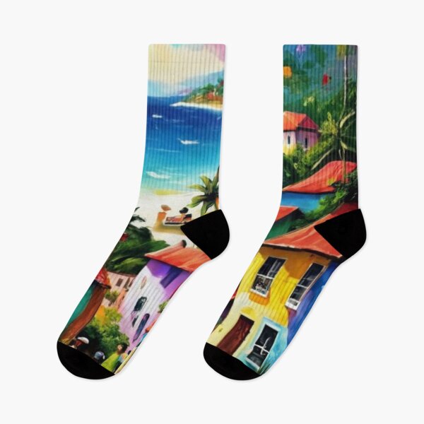 Item preview, Vibrant Caribbean Village Street View designed and sold by Colloquializms.