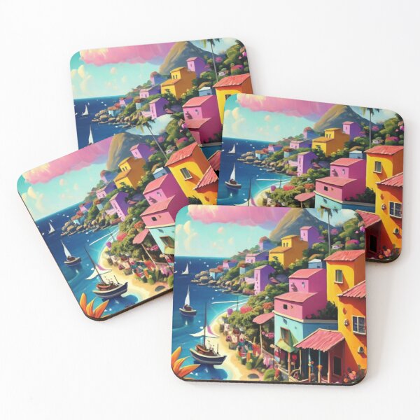 Item preview, Caribbean Hillside Seaside Village designed and sold by Colloquializms.