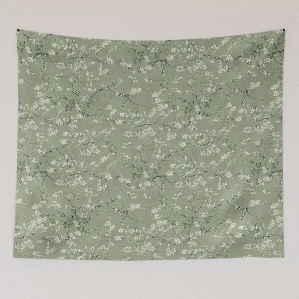 Item preview, Vincent Van Gogh Almond Blossom on Sage Green Background  designed and sold by Delinda Graphic Studio.