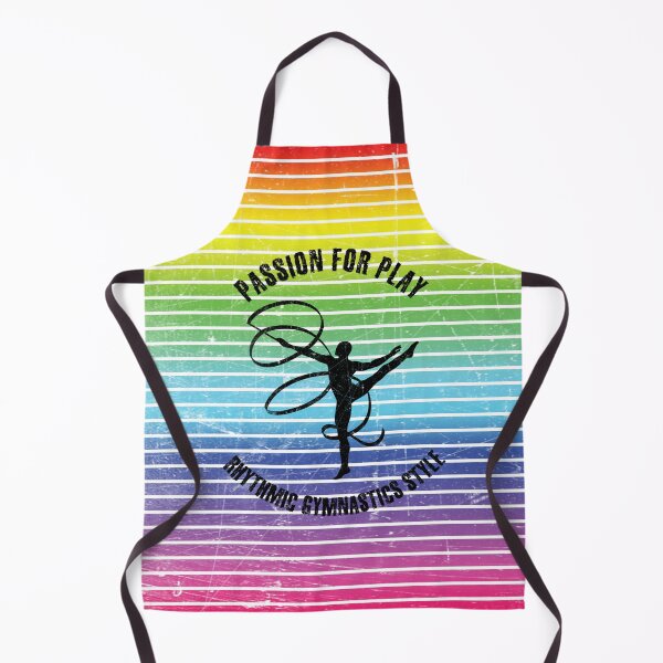 Item preview, Black silhouette of rhythmic gymnast with ribbon against the background of rainbow stripes designed and sold by HarridanCreates.
