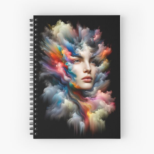 Item preview, Portrait of a woman where her face and body dissolve into colorful clouds and streaks designed and sold by AndreaMart.