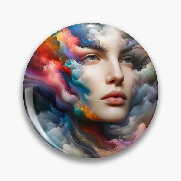 Item preview, Portrait of a woman where her face and body dissolve into colorful clouds and streaks designed and sold by AndreaMart.