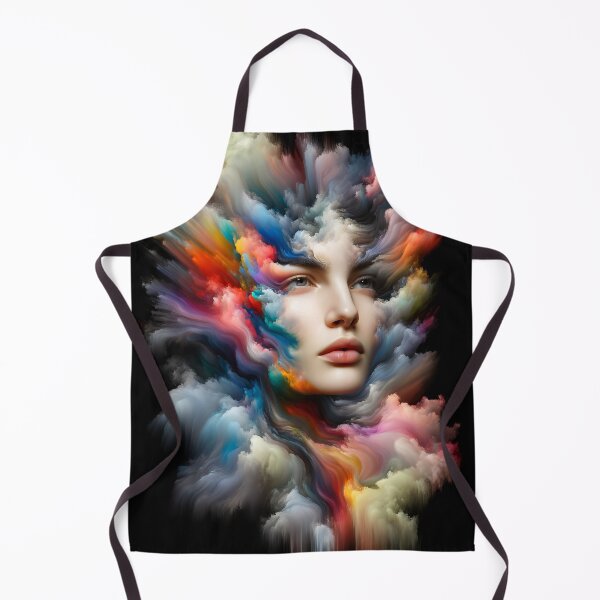 Item preview, Portrait of a woman where her face and body dissolve into colorful clouds and streaks designed and sold by AndreaMart.