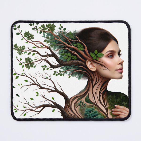 Item preview, Portrait of a woman whose body and hair transform into the shapes of tree branches and leaves designed and sold by AndreaMart.