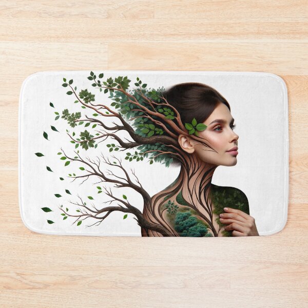 Item preview, Portrait of a woman whose body and hair transform into the shapes of tree branches and leaves designed and sold by AndreaMart.