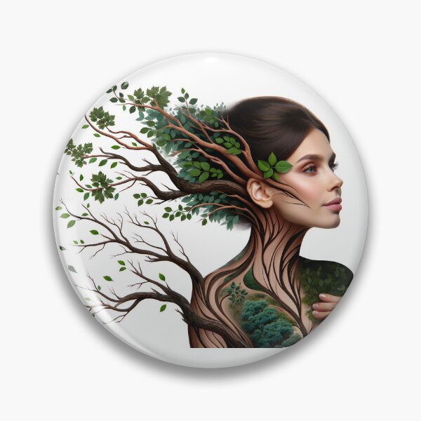 Item preview, Portrait of a woman whose body and hair transform into the shapes of tree branches and leaves designed and sold by AndreaMart.