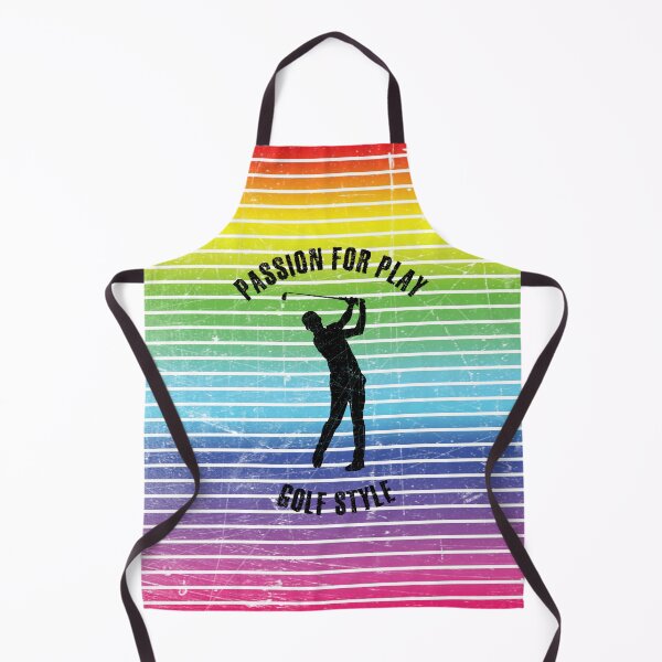 Item preview, Black silhouette of a male golf player against the background of rainbow stripes designed and sold by HarridanCreates.