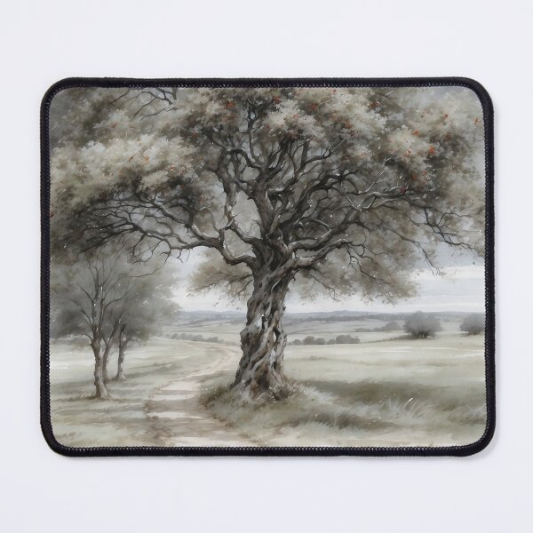 Item preview, Vintage Solitude: Watercolor Landscape with Single Rowan Tree designed and sold by Sergey Sedunov.