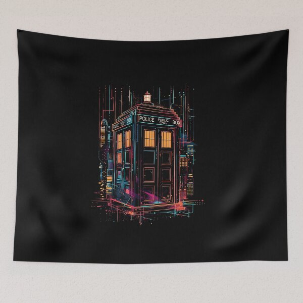 Item preview, Cyberpunk Blue Police Phone Box designed and sold by NianderQuinn.