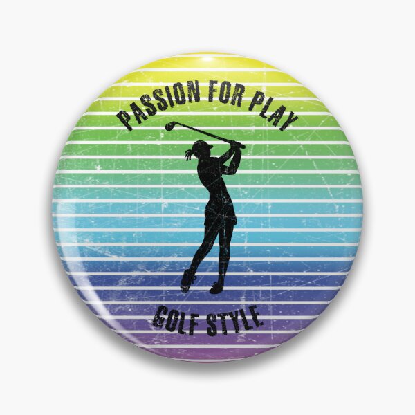 Item preview, Black silhouette of a female golf player against the background of rainbow stripes designed and sold by HarridanCreates.