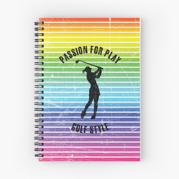 Item preview, Black silhouette of a female golf player against the background of rainbow stripes designed and sold by HarridanCreates.