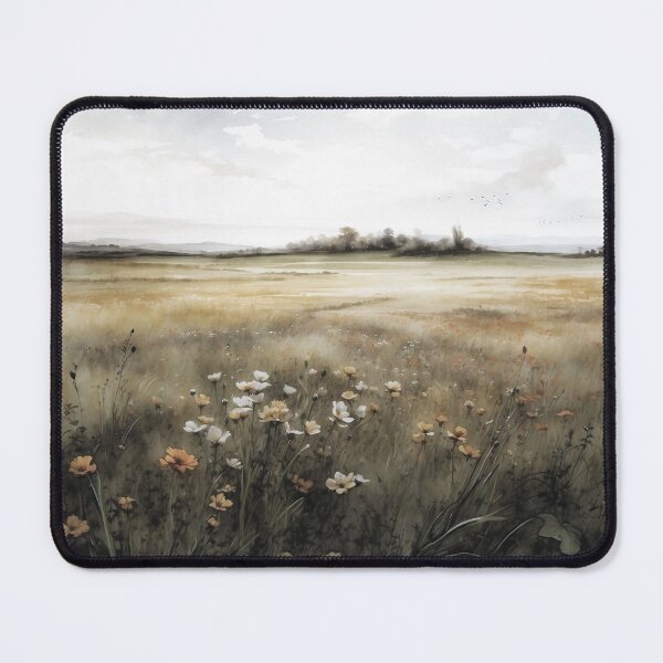 Item preview, Antique Reverie: Moody Watercolor Painting of Spring Field Landscape with Wildflowers designed and sold by Sergey Sedunov.