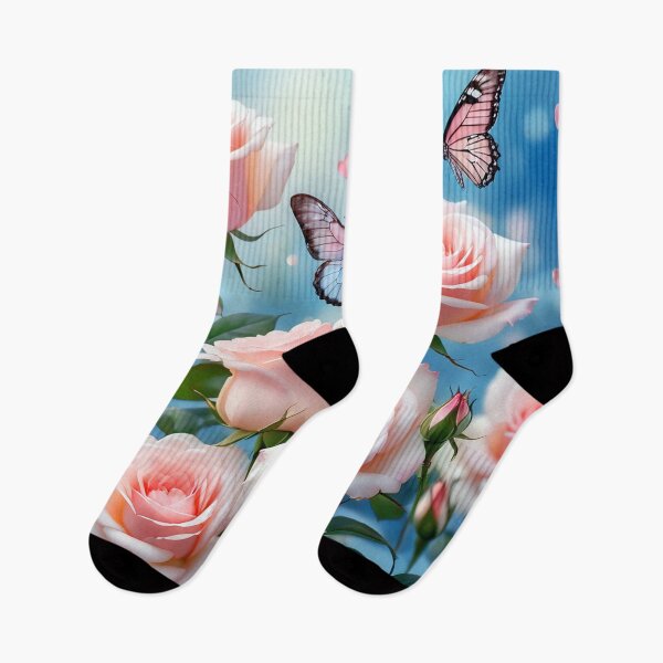 Item preview, Soft Pink Rose Flower With Butterfly designed and sold by Bunmigraphics .