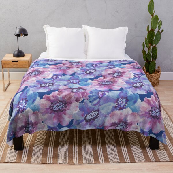 Item preview, Handmade floral watercolor blue violet designed and sold by Alessandro Remo Mazzoni Remotextiles.