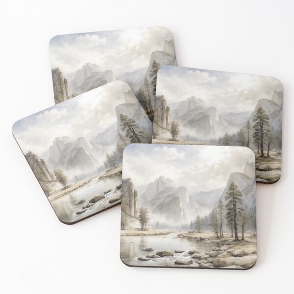 Item preview, Vintage Majesty: Watercolor Painting of Yosemite Merced River Landscape designed and sold by Sergey Sedunov.