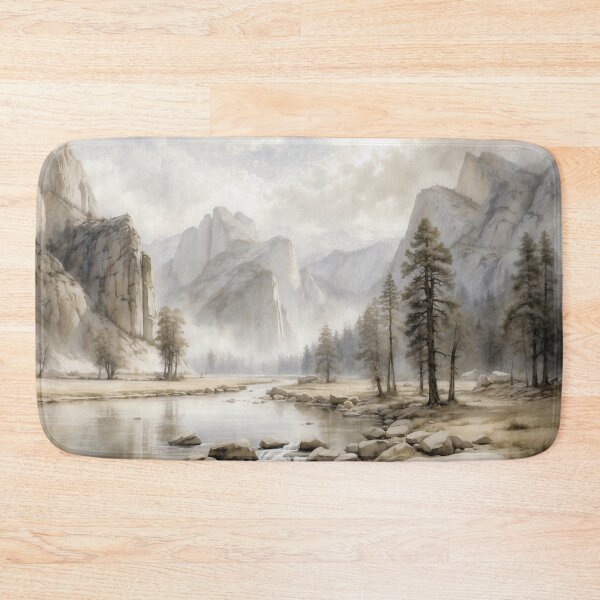Item preview, Vintage Majesty: Watercolor Painting of Yosemite Merced River Landscape designed and sold by Sergey Sedunov.