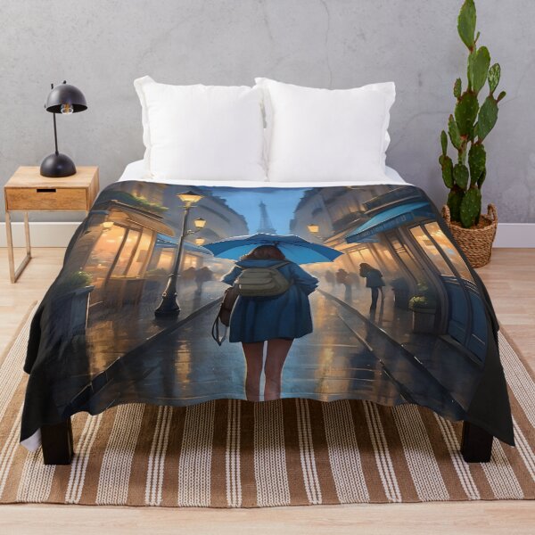 Item preview, cozy graphic novel style rainy day in Paris anime poster girl school gift for her bedroom wall art designed and sold by naivnoia.