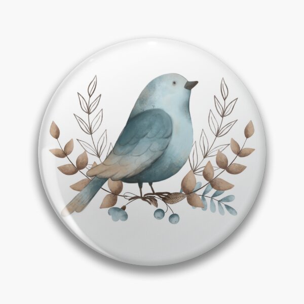 Item preview,  Floral watercolor frame border  bird, isolated, clip art, blue, beige, line, t-shirt, hand draw, animal, cartoon designed and sold by GorXena.