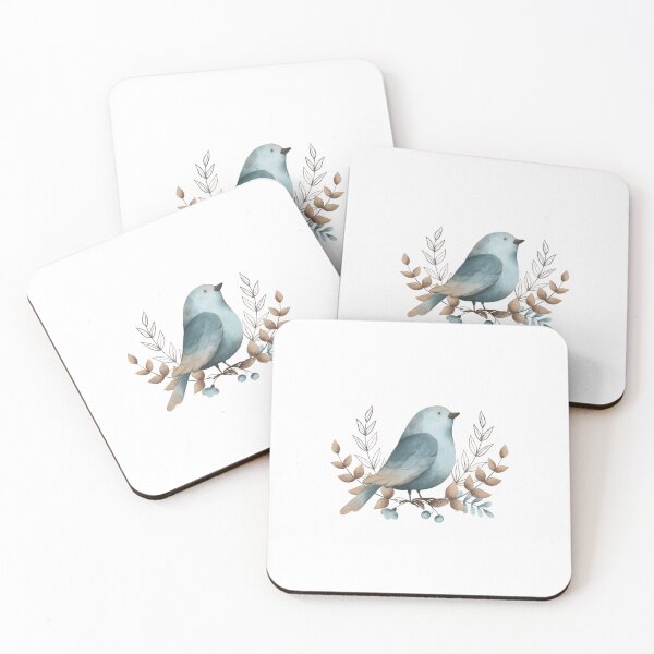 Item preview,  Floral watercolor frame border  bird, isolated, clip art, blue, beige, line, t-shirt, hand draw, animal, cartoon designed and sold by GorXena.