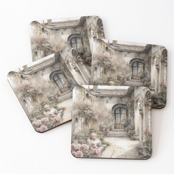 Item preview, Vintage Blossoms: Watercolor Painting of Blooming Garden in the Courtyard designed and sold by Sergey Sedunov.