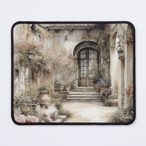 Item preview, Vintage Blossoms: Watercolor Painting of Blooming Garden in the Courtyard designed and sold by Sergey Sedunov.
