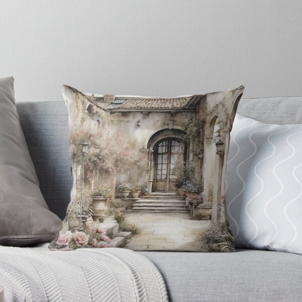 Item preview, Vintage Blossoms: Watercolor Painting of Blooming Garden in the Courtyard designed and sold by Sergey Sedunov.