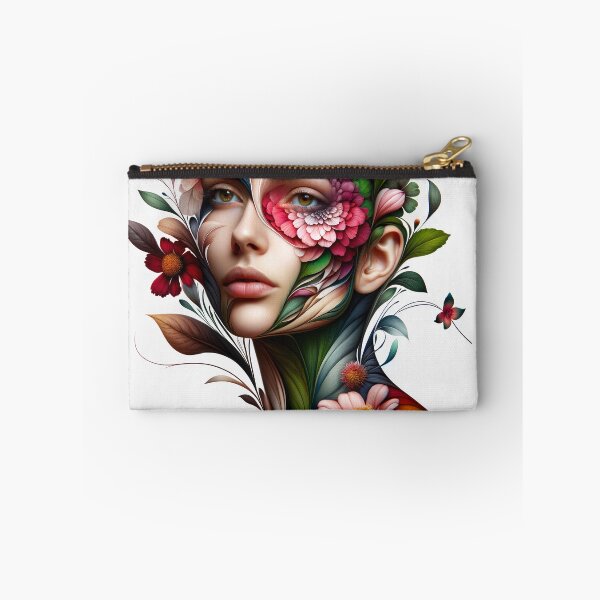 Item preview, Portrait of a woman whose face and body are transforming into the shapes and colors of flowers designed and sold by AndreaMart.
