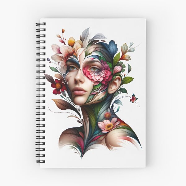 Item preview, Portrait of a woman whose face and body are transforming into the shapes and colors of flowers designed and sold by AndreaMart.