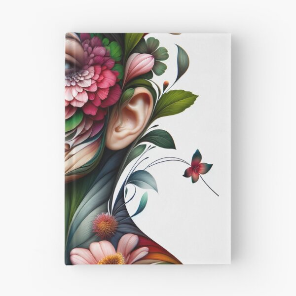 Item preview, Portrait of a woman whose face and body are transforming into the shapes and colors of flowers designed and sold by AndreaMart.
