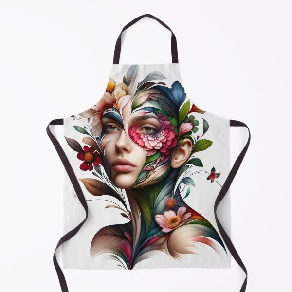 Item preview, Portrait of a woman whose face and body are transforming into the shapes and colors of flowers designed and sold by AndreaMart.