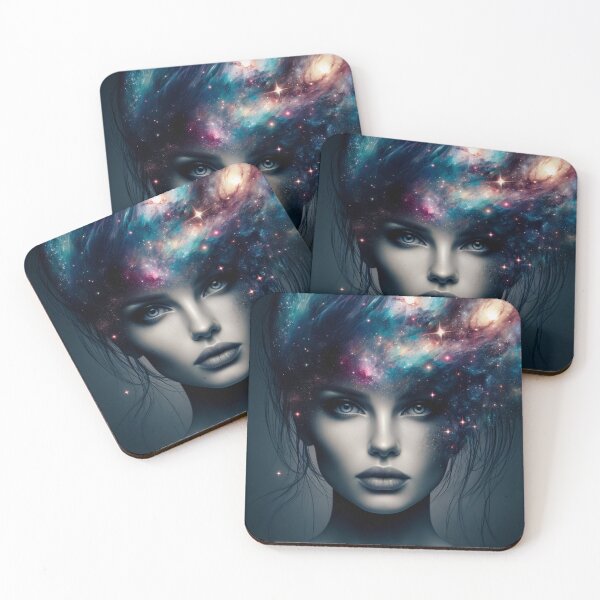Item preview, Portrait of a woman with a galaxy instead of hair designed and sold by AndreaMart.