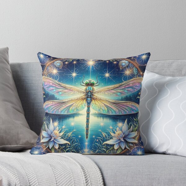 Dragonfly Sparkle Throw Pillow