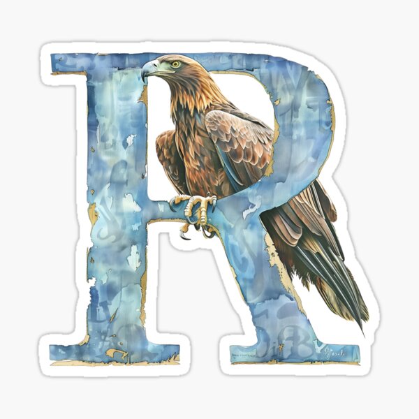 Item preview, Eagle and the letter R - Patina - Fantasy designed and sold by Fenay Designs.