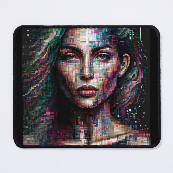 Item preview, Portrait of a woman with her face and body composed of digital pixels and glitch effects designed and sold by AndreaMart.