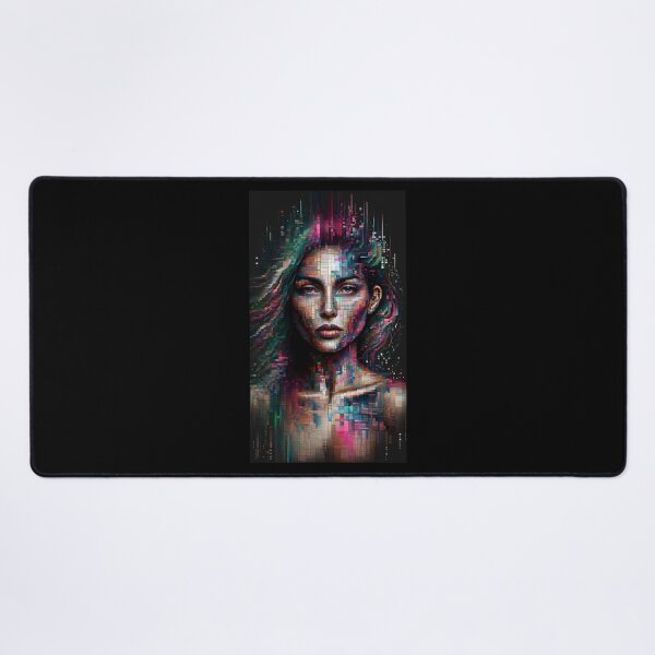 Item preview, Portrait of a woman with her face and body composed of digital pixels and glitch effects designed and sold by AndreaMart.