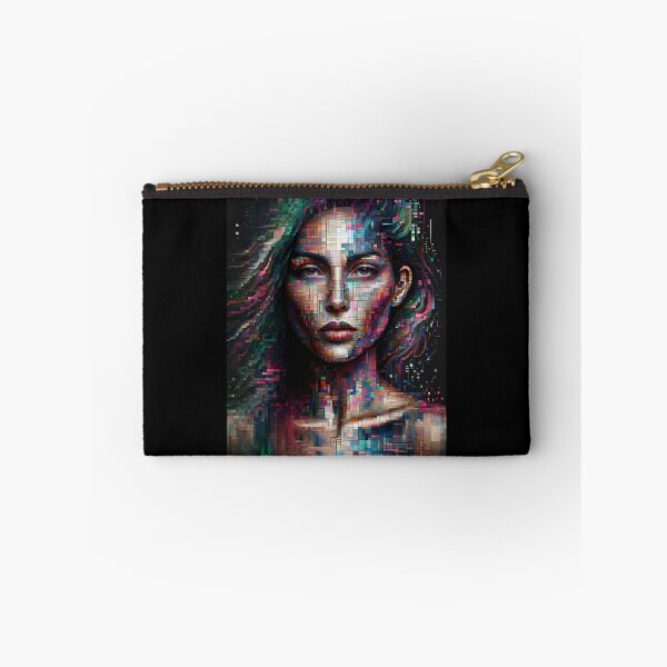 Item preview, Portrait of a woman with her face and body composed of digital pixels and glitch effects designed and sold by AndreaMart.