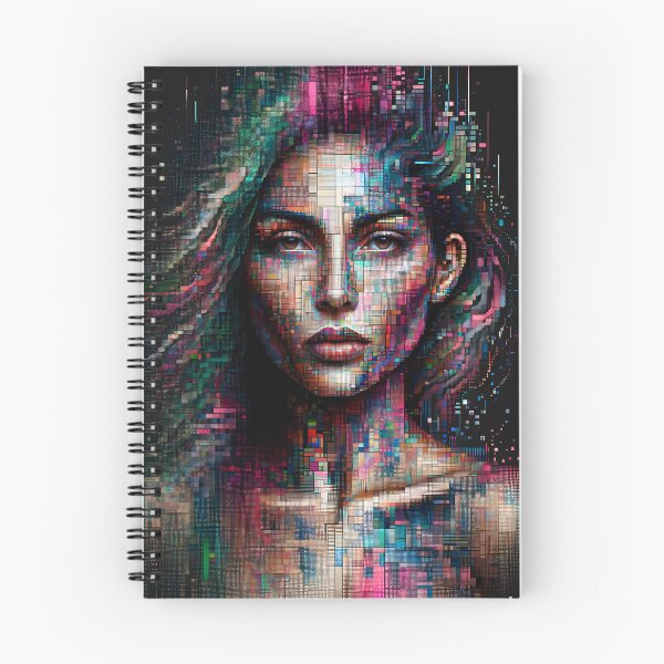 Item preview, Portrait of a woman with her face and body composed of digital pixels and glitch effects designed and sold by AndreaMart.