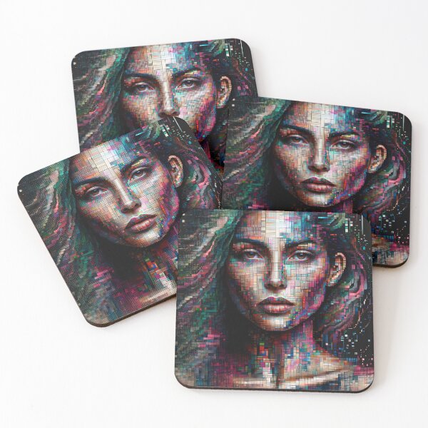 Item preview, Portrait of a woman with her face and body composed of digital pixels and glitch effects designed and sold by AndreaMart.