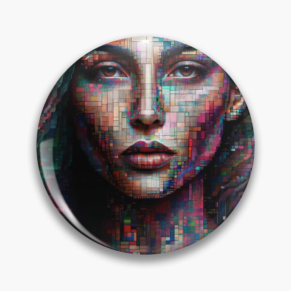 Item preview, Portrait of a woman with her face and body composed of digital pixels and glitch effects designed and sold by AndreaMart.